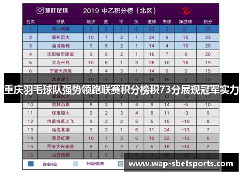 重庆羽毛球队强势领跑联赛积分榜积73分展现冠军实力
